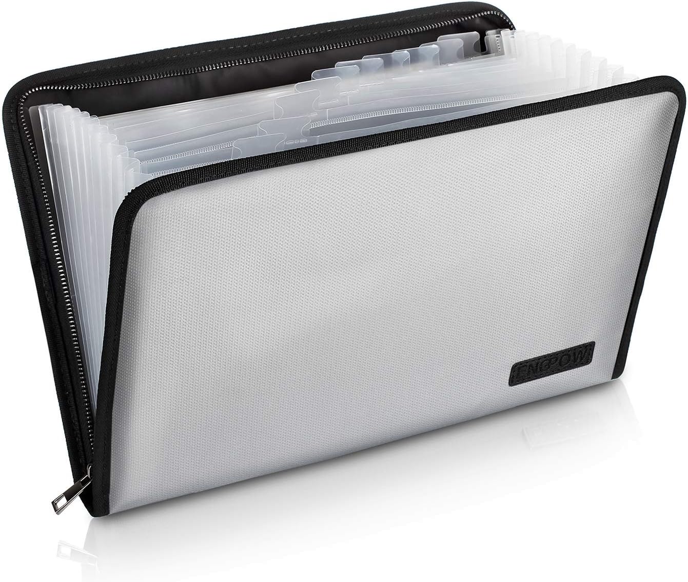 230816041840526_1 Fireproof File Folder Fireproof Fire and Water Resistant Money Document Bag with A4 Size 13 Pockets Zipper Closure Non-Itchy Silicone Coated Portable Filing Organizer Pouch(14.3" x 9.8") - Image 1